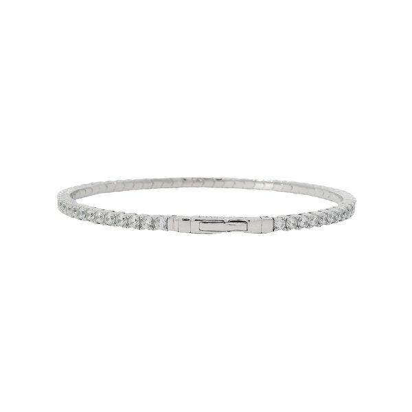 Sterling Silver 3mm 4ct Flex Tennis Bracelet 7"