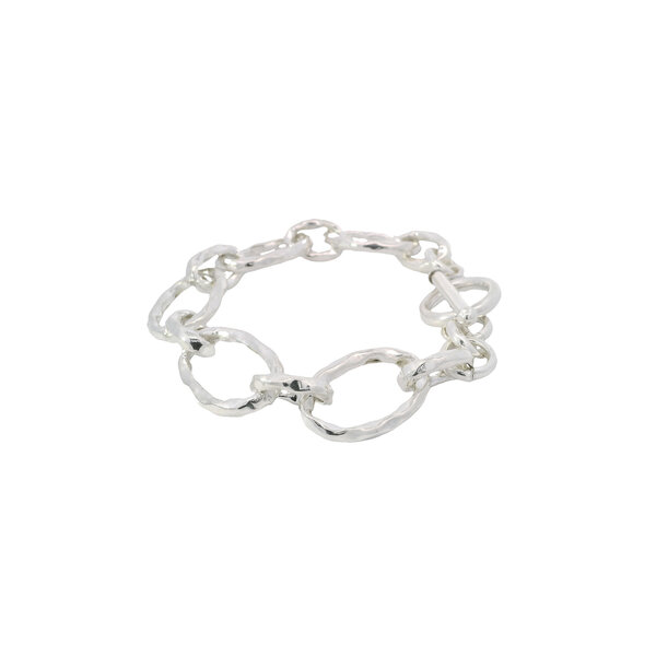 Sterling Silver 18mm Textured Oval Link Toggle Bracelet 8"