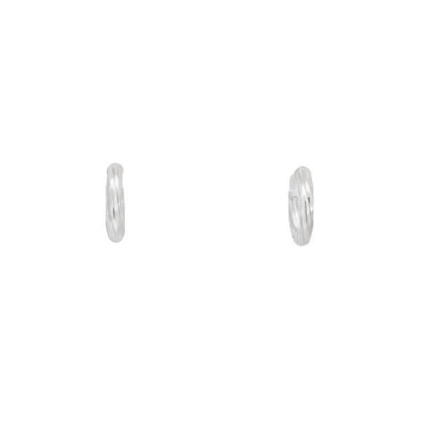 Sterling Silver Twisted Textured 15x3mm Huggie Hoops