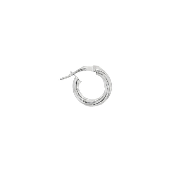 Sterling Silver Twisted Textured 15x3mm Huggie Hoops