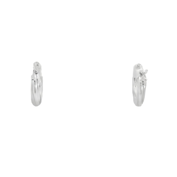 Sterling Silver Twisted Textured 15x3mm Huggie Hoops