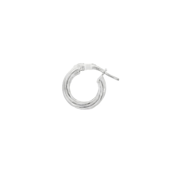 Sterling Silver Twisted Textured 15x3mm Huggie Hoops