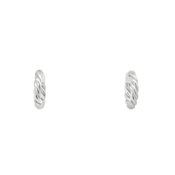 Sterling Silver Twisted Rope 16x3mm Huggie Hoops