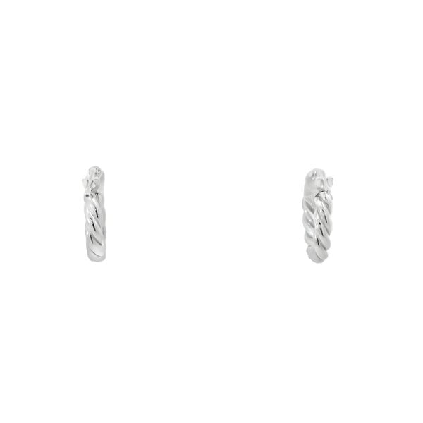 Sterling Silver Twisted Rope 16x3mm Huggie Hoops