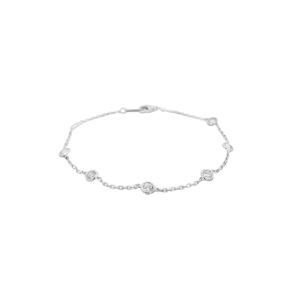 Sterling Silver 4mm Cubic Zirconia Station Bracelet 7.25"