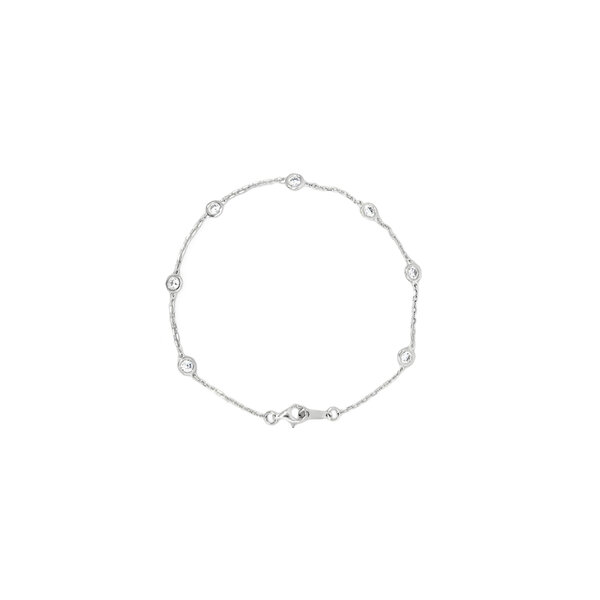 Sterling Silver 4mm Cubic Zirconia Station Bracelet 7.25"
