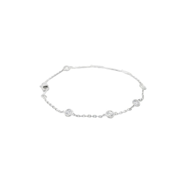 Sterling Silver 4mm Cubic Zirconia Station Bracelet 7.25"