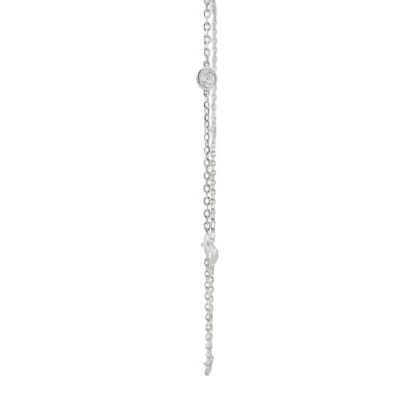 Sterling Silver 4mm Cubic Zirconia Station Necklace 16"-17"-18" Adjustable