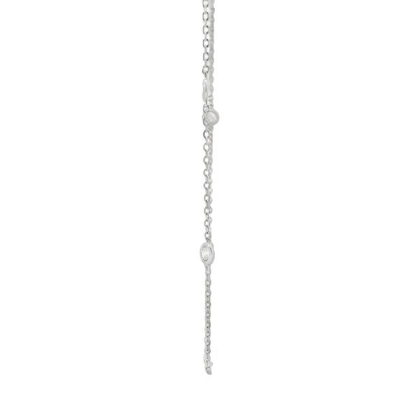 Sterling Silver 4mm Cubic Zirconia Station Necklace 16"-17"-18" Adjustable