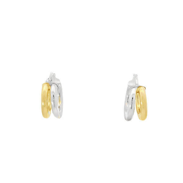Sterling Silver & Gold Plated Double Row 19x8mm Hoops