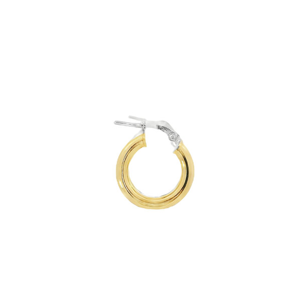 Sterling Silver & Gold Plated Double Row 19x8mm Hoops