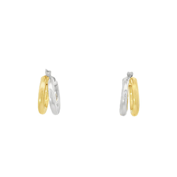Sterling Silver & Gold Plated Double Row 19x8mm Hoops