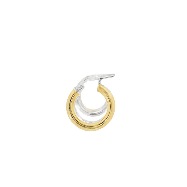 Sterling Silver & Gold Plated Double Row 19x8mm Hoops