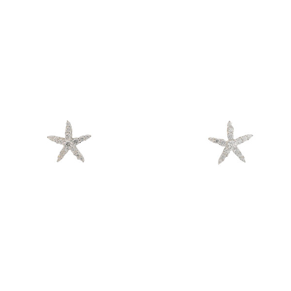 Sterling Silver Cubic Zirconia 10mm Starfish Post Earrings