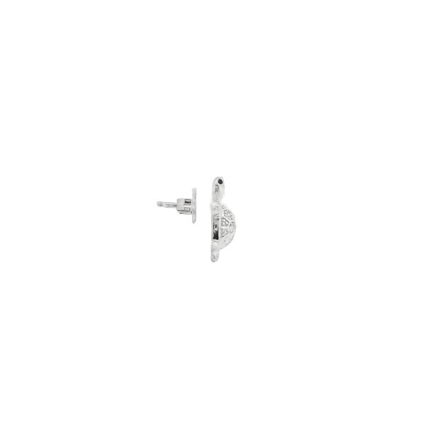 Sterling Silver 14x10mm Black & White Cubic Zirconia Turtle Post Earrings