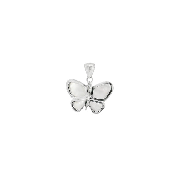 Sterling Silver 25x24mm Mother of Pearl Butterfly Pendant