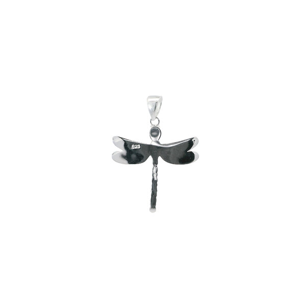 Sterling Silver 40x30mm Blue Opal Dragonfly Pendant