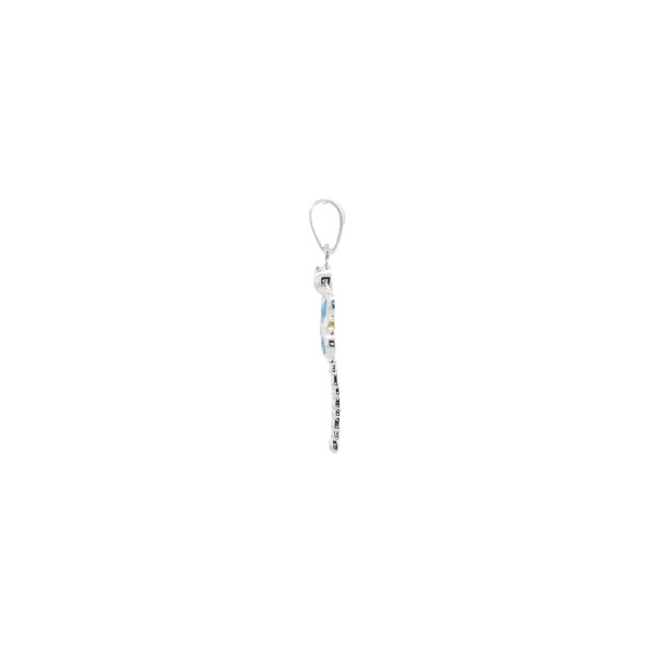Sterling Silver 40x30mm Blue Opal Dragonfly Pendant