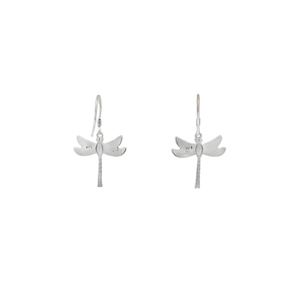 Sterling Silver 34x20mm Blue Opal Dragonfly Dangle Earrings