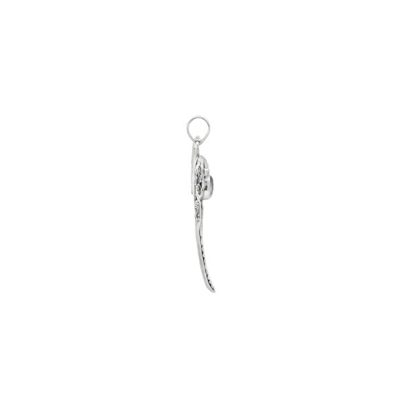 Sterling Silver & Rose Plated 50x52mm Oval Aquamarine Filigree Dragonfly Pendant