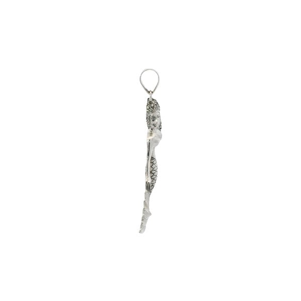Sterling Silver 48x23mm Detailed Mermaid Pendant