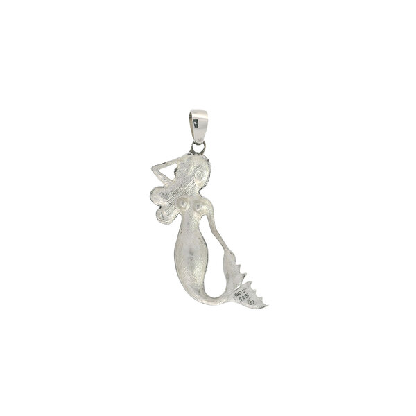 Sterling Silver 48x23mm Detailed Mermaid Pendant