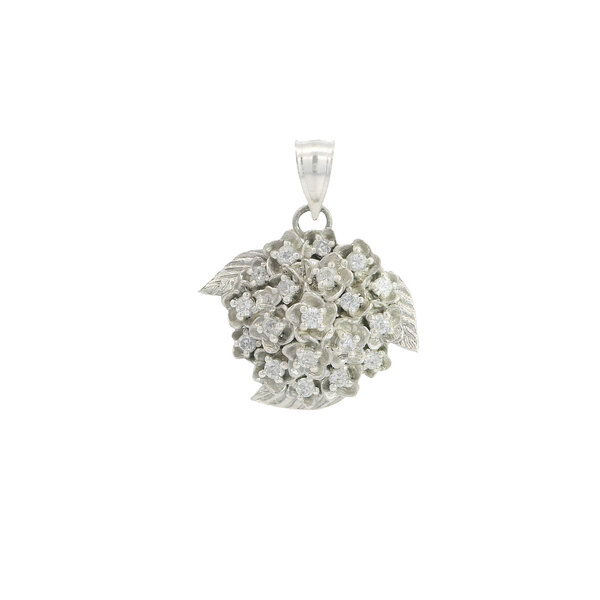 Sterling Silver Gold Creations Original Cubic Zirconia  Hydrangea Pendant Large