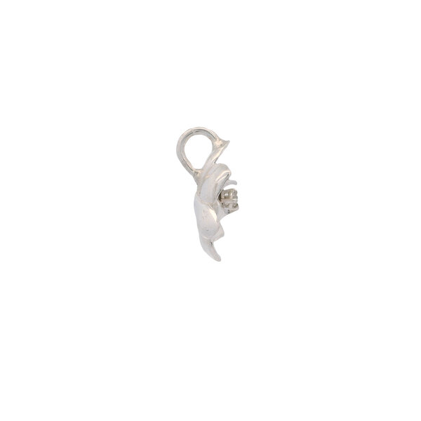 Sterling Silver Gold Creations Original Polished and Brushed Cubic Zirconia  Magnolia Pendant Small
