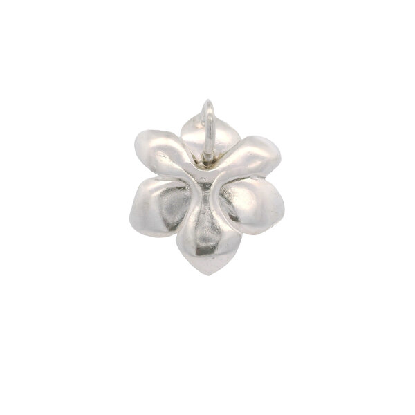 Sterling Silver Gold Creation Originals Polished and Textured Cubic Zirconia  Magnolia Pendant Large