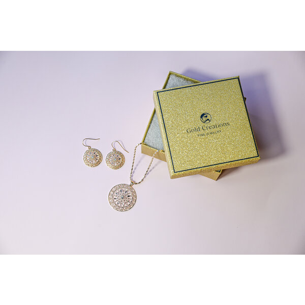 14K Yellow & White Gold Diamond Cut City Hall Gate Earrings