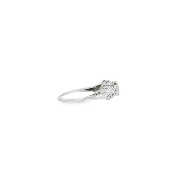 Sale 18K White Gold 1930's .64ct Circular Brilliant Cut Dia Filigree Ring Sz 6.5 GIA