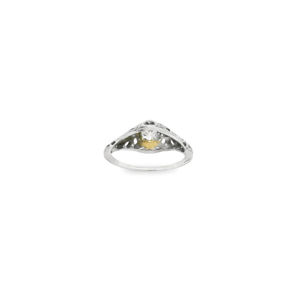 Sale 18K White Gold 1930's .64ct Circular Brilliant Cut Dia Filigree Ring Sz 6.5 GIA