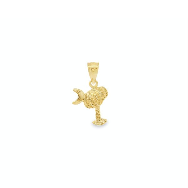 14K Yellow Gold GC Orginal Palmetto & Moon Charm 21x12mm