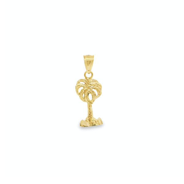 14K Yellow Gold 25x10mm D/C Polished Palm Tree Charm
