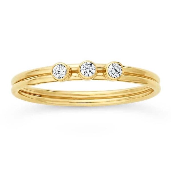Gold Filled 3 Cubic Zirconia Stackable Band