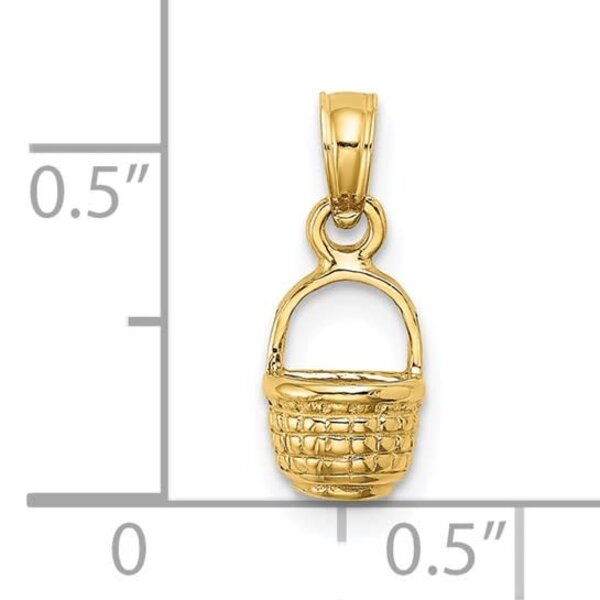 14K Yellow Gold 2-D Mini Sweetgrass Handle Basket Charm