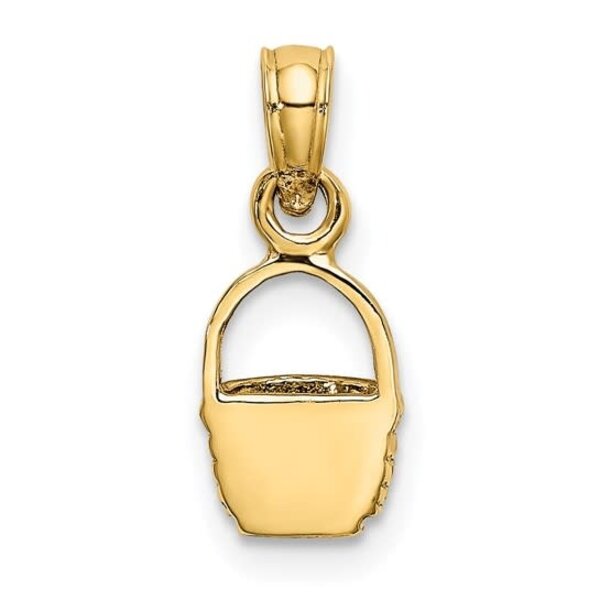 14K Yellow Gold 2-D Mini Sweetgrass Handle Basket Charm