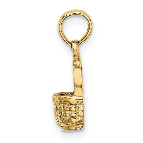 14K Yellow Gold 2-D Mini Sweetgrass Handle Basket Charm