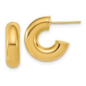 14KY 5X15mm Polished J Hoop Post Hoops