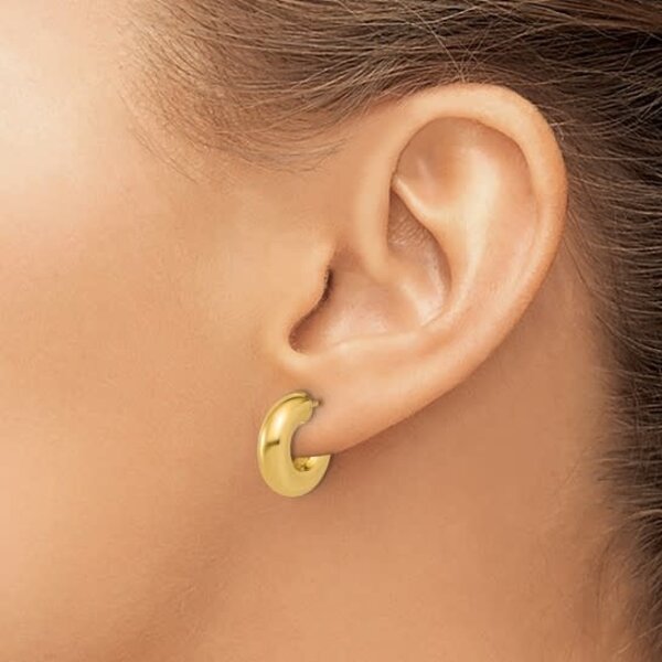 14K Yellow Gold 5X15mm Polished J Hoop Post Hoops