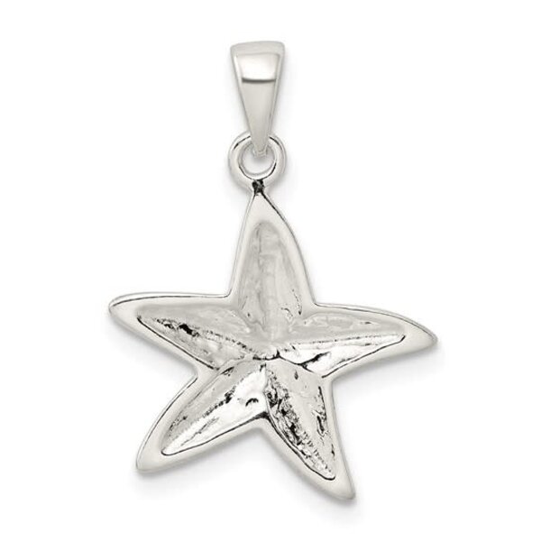 Sterling Silver Diamond Cut Starfish Pendant 19x17mm