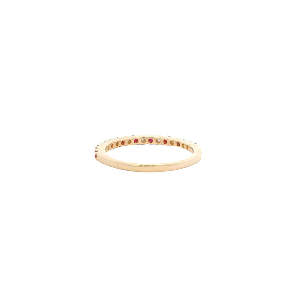 14K Yellow Gold .17ct Diamond & .25ct Ruby Stackable Band Size 6.5