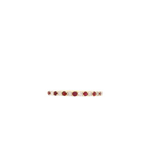 14KY .17ct Dia & .25ct Ruby Stackable Band Sz 6.5