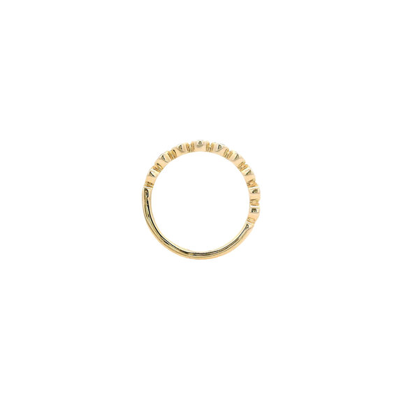 14K Yellow Gold .22ct Diamond .36ct Emerald Bezel Set Bubble Band Size 6.5