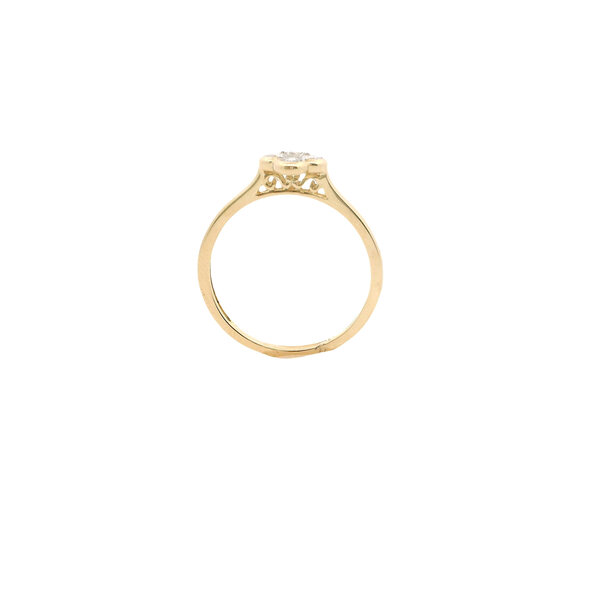 14K Yellow Gold .25ct Diamond Clover Ring Size 6.5
