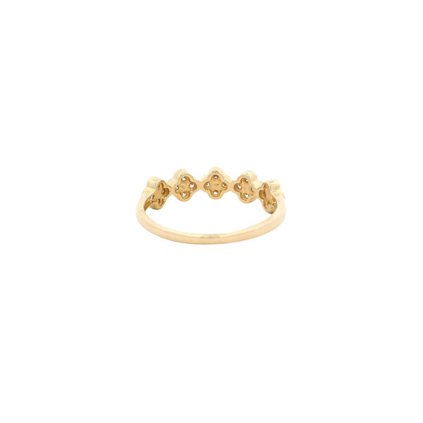 14K Yellow Gold .25ct Diamond Milgrain 5 Clover Band Size 6.5