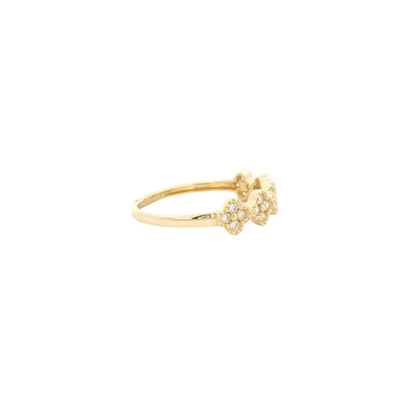 14K Yellow Gold .25ct Diamond Milgrain 5 Clover Band Size 6.5