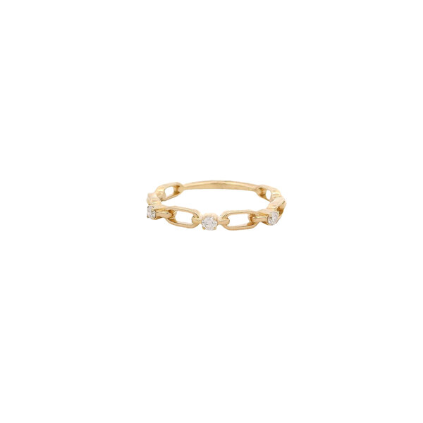 14K Yellow  Gold .11ct Diamond Oval Chain Link Band Size 6.5