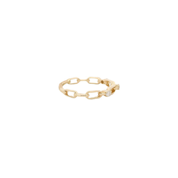 14K Yellow  Gold .11ct Diamond Oval Chain Link Band Size 6.5