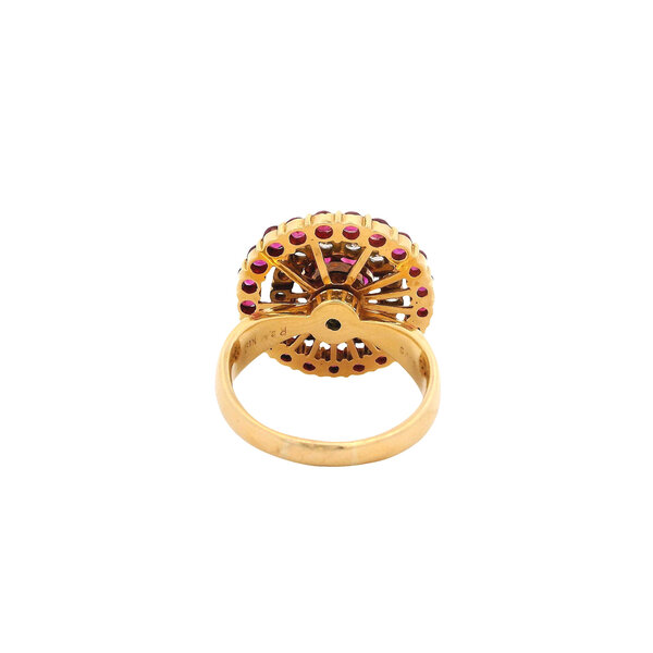 18K Yellow Gold 1980's 2.41ct Ruby 1.18ct Diamond Spinner Ring Size 7.5
